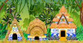 Atlantean Village - Hut, Round House, Communal Hut by MasterMochiKun
