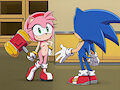 Sonic X AI redraw: Amy, Sonic and a hammer