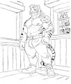 Tiger waiting at a bar