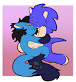 COMMISSIONED ART: Chibi Snuggles! by CrazyFlufferHusky