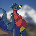 Garchomp at the mountain by AlphabetABC