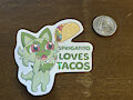 Sprigatito Loves Tacos Holographic Stickers For Sale!