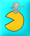 mouse rides on pac-man