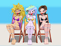 3 Bound Gals At The Beach (Ball gag alt) Animation by Sonicrock56