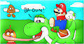 mario and yoshi versus goombas
