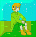 human yoshi sitting down