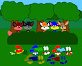Alex, Brucie, Billy, Dexter and Rudi Naked in the Bush