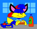 Alex the Fox Eating Lunch at the School
