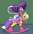 A cheetah and a rocking pony