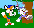 Billy Pushing Bluebell on a Swing (Undies Edition) by JohnnytheWolf07