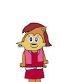 Sally Acorn In A Red Dress And Pink Vest