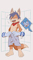 He's about to taking a shower, Tora help him to tie a towel. XD by Tadow