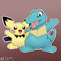 Totodile and Pichu by AlcosaurusRex