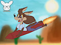 Dyna Coyote Rides a Rocket