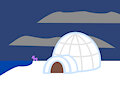 Pony by an igloo