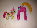 DogBloom sniffing towards Big Mac's rear by Nebbie