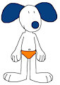 Bali the Dog in Orange Speedo