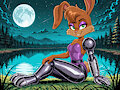 AI Bunnie Rabbot next to a Lake
