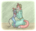 Vixen lady and adult mouse guy (prep/cooking), Part 1. by Aviannapper