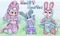 Lilac, Pearl, and Banri the Bunny babyfurs happy Easter 2025 fullbody illustration by FedhaKwatoNyemethyst