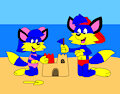 Alex and Alicia Building a Sand Castle at the Beach by CartoonFoxArt2002