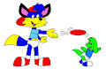 Alex the Fox Throws a Frisbee with Patch