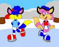 Alex and Becky on the Ice Skating by CartoonFoxArt2002