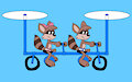 Rusty and Rosy Raccoon flying in a pedal-copter by ToonlandianFox2002
