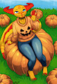 Naughty sitting on a pumpkin