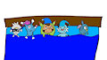 My characters in a bed.