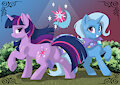 twilight and trixie sketch C by DDDAfterDark