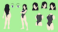 Rose with Swimsuit  - model sheet by darkbunny666