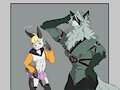 Femboy bunny and dominant wolf by HiSpritezzz