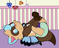 Widdle baby Slyther in the cradle by Sparkledooks