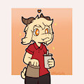 Cute boy gets his fast food by OtterButtsArt