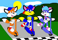 Alex, Billy and Bluebell in the Scooter Race by CartoonFoxArt2002