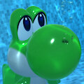 [3D] Yoshi swimming in the pool underwater