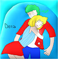 Leap and Della as adults (Human form) by frogtable125