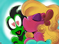 Charlene giving Kissy to the Kissy Lizard
