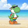 Yoshi on the beach - AI by SergioLH22
