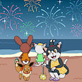 Beach Fireworks by DanielMania123