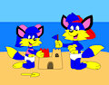 Alex and Alicia Building a Sand Castle at the Beach by CartoonFoxArt2002
