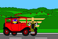 Alex the Fox Ride Rohan the Red Car in the Countryside