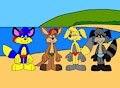 Alex, Bentley, Brucie and Shifty at the Beach by CartoonFoxArt2002