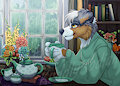 Rainy Summer Cozy Tea YCH - Sam by KuddlyKodiak