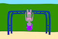 Kyla upside down on the monkey rails by NatGallery