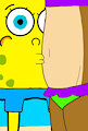 SpongeBob kisses Sandy's belly by NatGallery