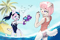 furry girls on the beach by c2h5onSin