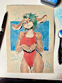 Red Swimsuit Clover by JarOfLooseScrews