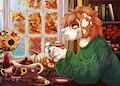 Fall Cozy Tea YCH - Quinn by KuddlyKodiak